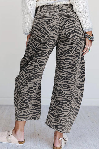 Zebra Print Wide Leg Jeans