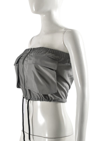 Zip Front Drawstring Tank Top