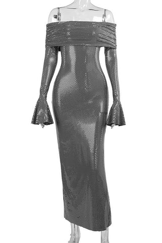 Off-Shoulder Sparkling Evening Dress