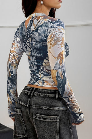 Abstract Print Long Sleeve T-Shirt