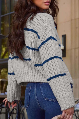 Striped Button-Up Cardigan