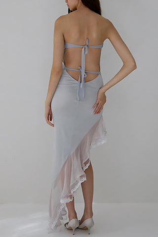 Strapless Asymmetrical Evening Dress