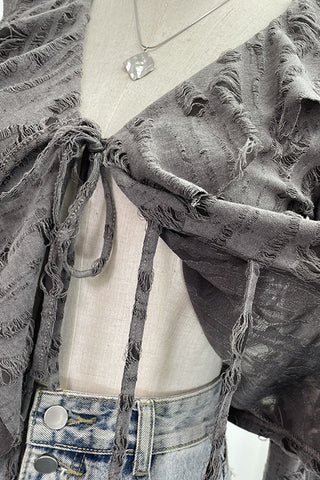 Tie-Front Ruffled Blouse