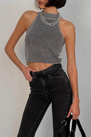 High Neck Ribbed Tank Top