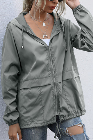 Zip-Up Hooded Casual Jacket