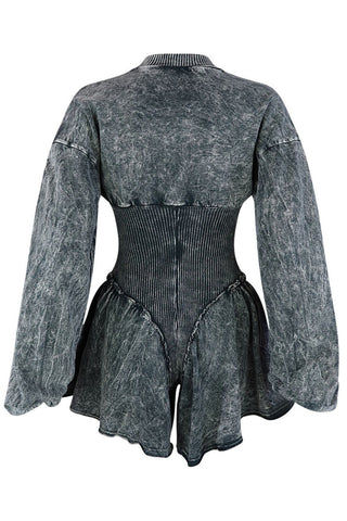 Flared Casual Dress with Zipper Detail