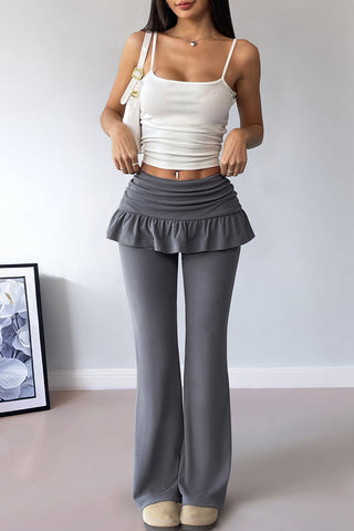 Ruffle High-Waist Flare Casual Pants