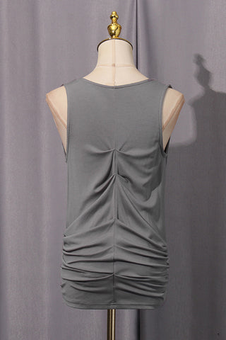 Draped Cowl Neck T-Shirt with Embellishment