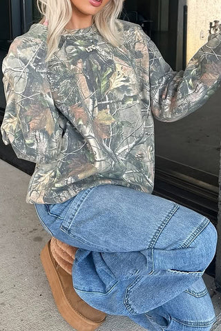 Camo Pullover with Bow Detail