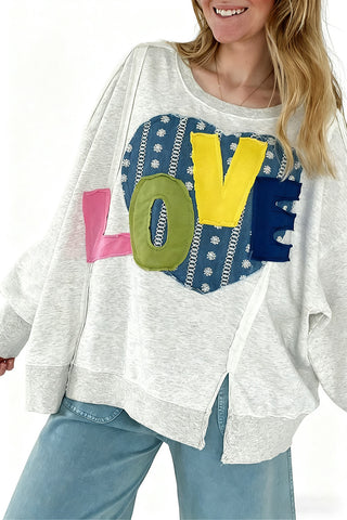 Oversized Appliqué Sweatshirt with Love Motif