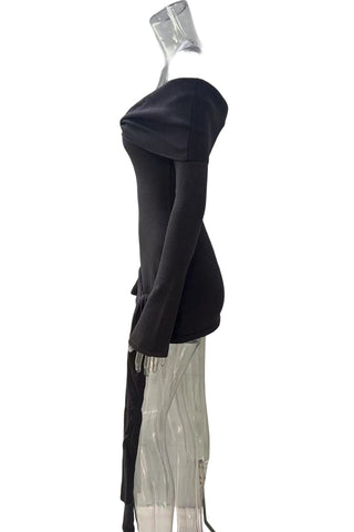 Off-Shoulder Knotted Casual Dress