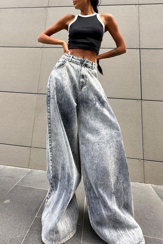Oversized Wide-Leg Denim Jeans