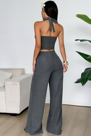 Halter Neck Wide-Leg Pants Set