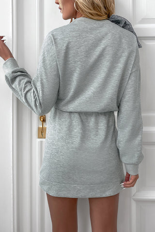 Cozy Sweatshirt Dress with Bow Accent