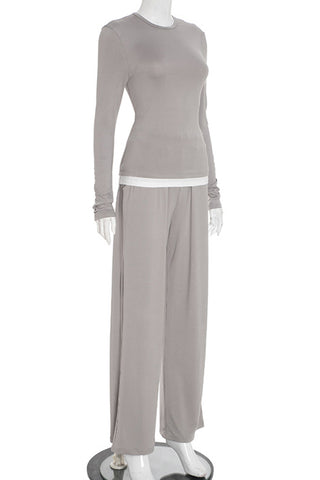 Long-Sleeve Flared Pants Set
