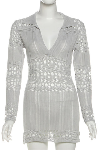 Crochet V-Neck Casual Dress