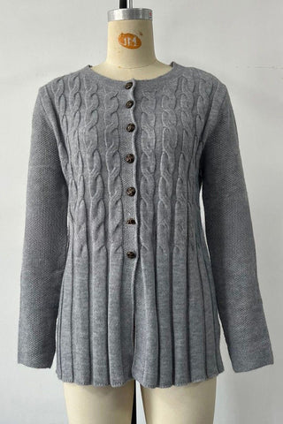 Button-Front Cable Knit Cardigan