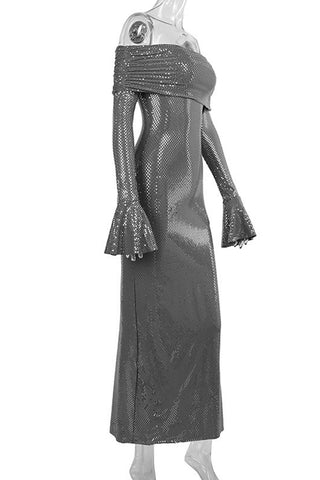 Off-Shoulder Sparkling Evening Dress