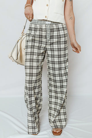 Plaid Wide-Leg Pants