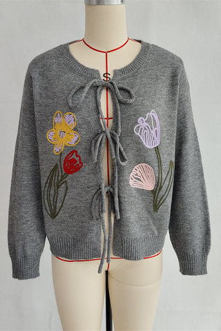 Floral Tie-Front Cardigan