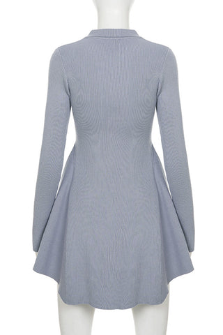 Button-Up Knit Flare Dress