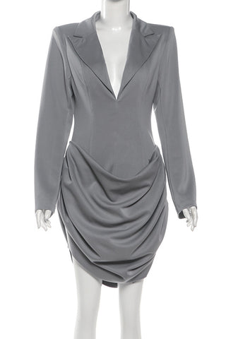 Draped Long Sleeve Blazer Dress