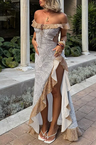 Ruffled Paisley Casual Dress