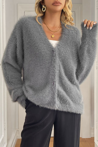 Cozy Button-Front Fuzzy Cardigan