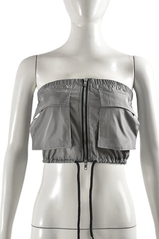 Zip Front Drawstring Tank Top