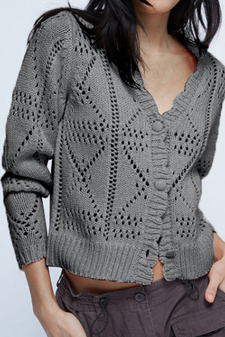 Button-Front Textured Cardigan