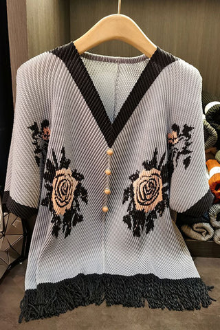 Button-Front Fringed T-Shirt