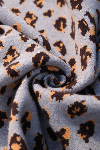 Leopard Pattern Mock Neck Sweater