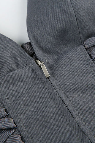 Halter Lace-Up Corset Short Set