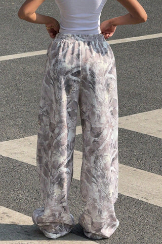 Wide-Leg Printed Casual Pants