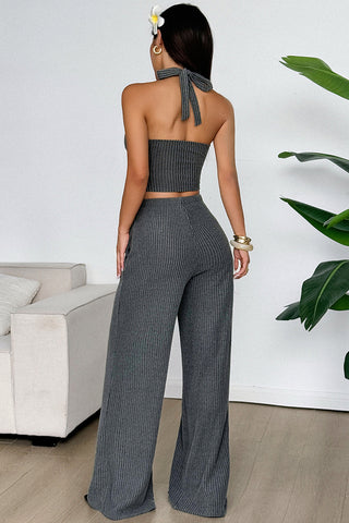 Ribbed Halter Neck Pants Set