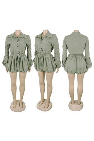 Button-Front Drawstring Romper