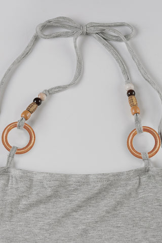 Off-Shoulder Ruched Blouse with Tie Straps