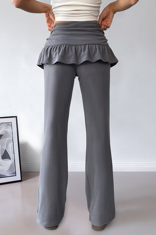Ruffle High-Waist Flare Casual Pants