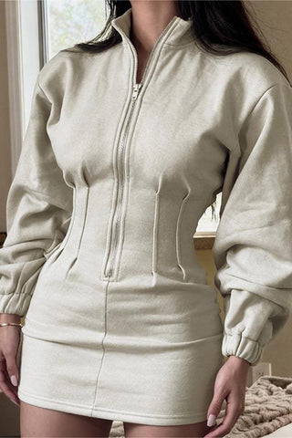 Zip-Front Casual Dress