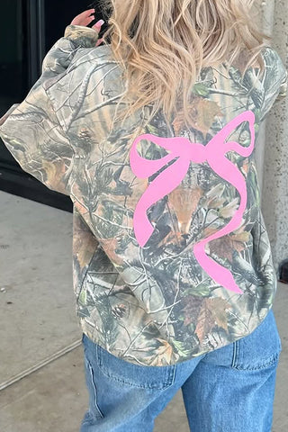 Camo Pullover with Bow Detail