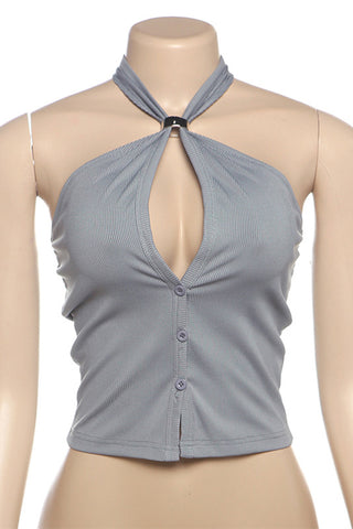 Halter Button-Front Tank Top