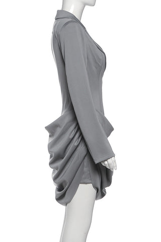 Draped Long Sleeve Blazer Dress