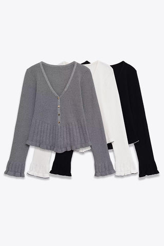 Button-Front Layered-Hem T-Shirt