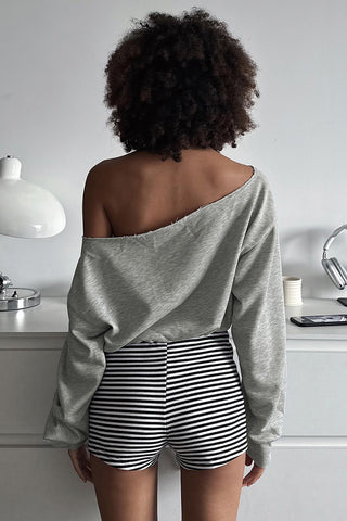 Graphic Lip Print Off-Shoulder Top