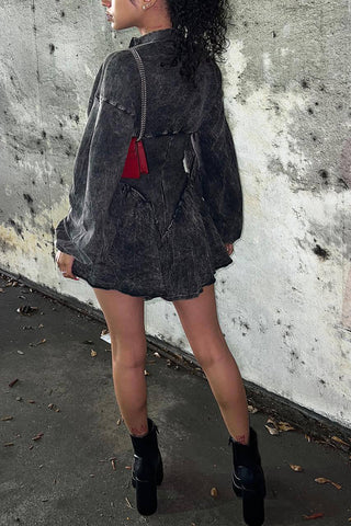 Flared Casual Dress with Zipper Detail