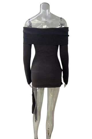 Off-Shoulder Knotted Casual Dress