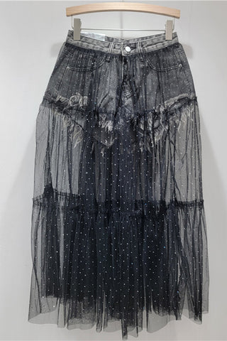 Layered Skirt with Sheer Overlay
