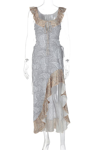 Ruffled Paisley Casual Dress