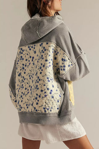 Patchwork Quilted Hoodie Sweatshirt