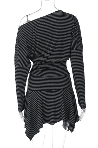Striped Skirt Set with Asymmetrical Hem